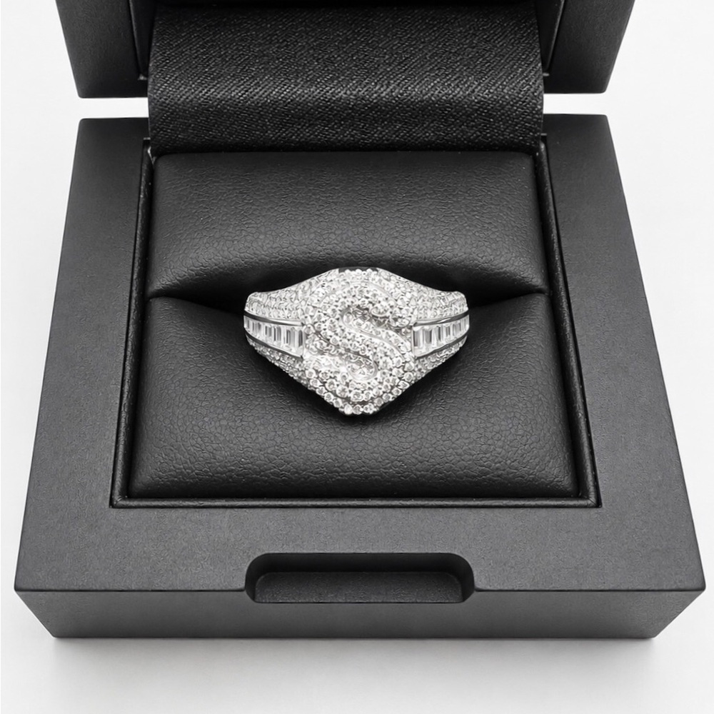 925 Sterling Silver 2.50CT MOISSANITE Dollar Sign Men’s Ring Size 12